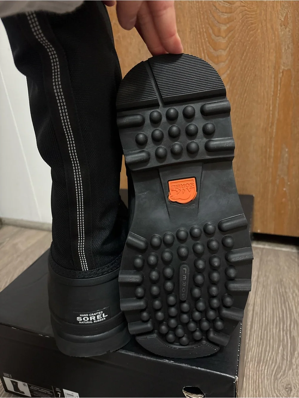 Sorel Men's Black Tall Waterproof Snow Boots with Red Accents